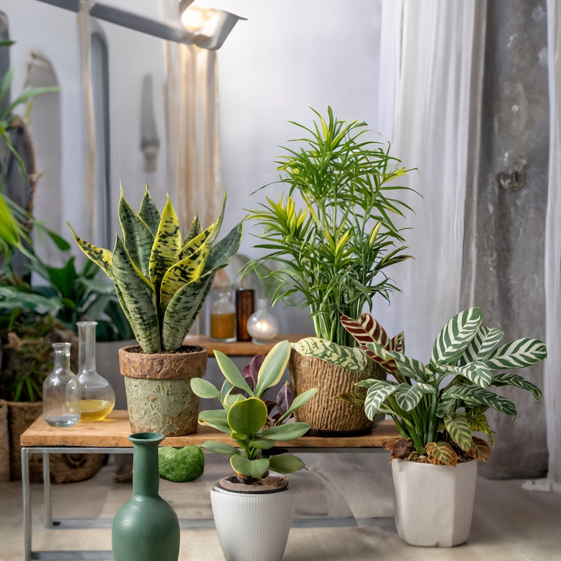 Letplejede stueplanter - Sæt med 4